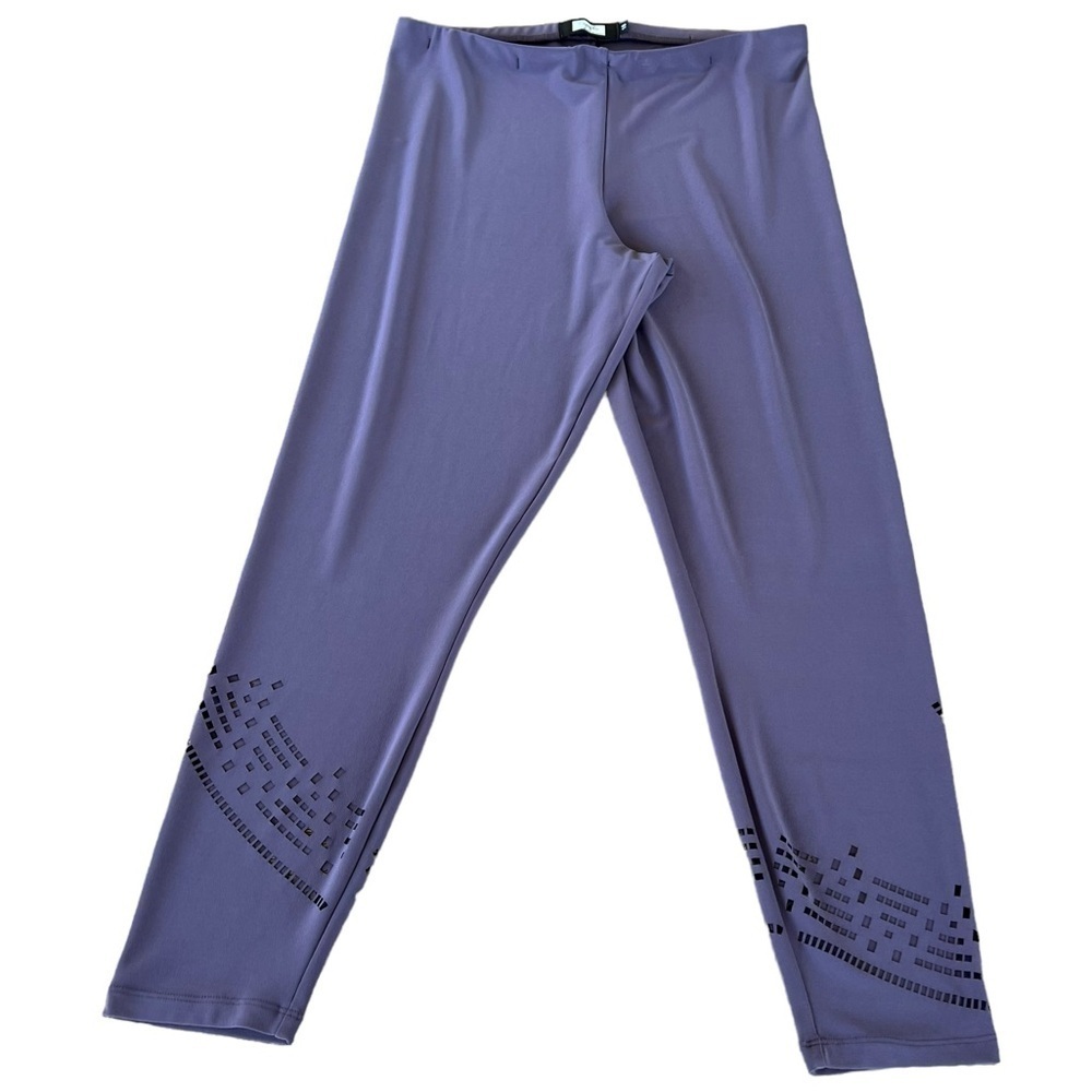 Sympli Canada Lagenlook Pull-Up Laser Cut Pants Lavender Size 10 GUC